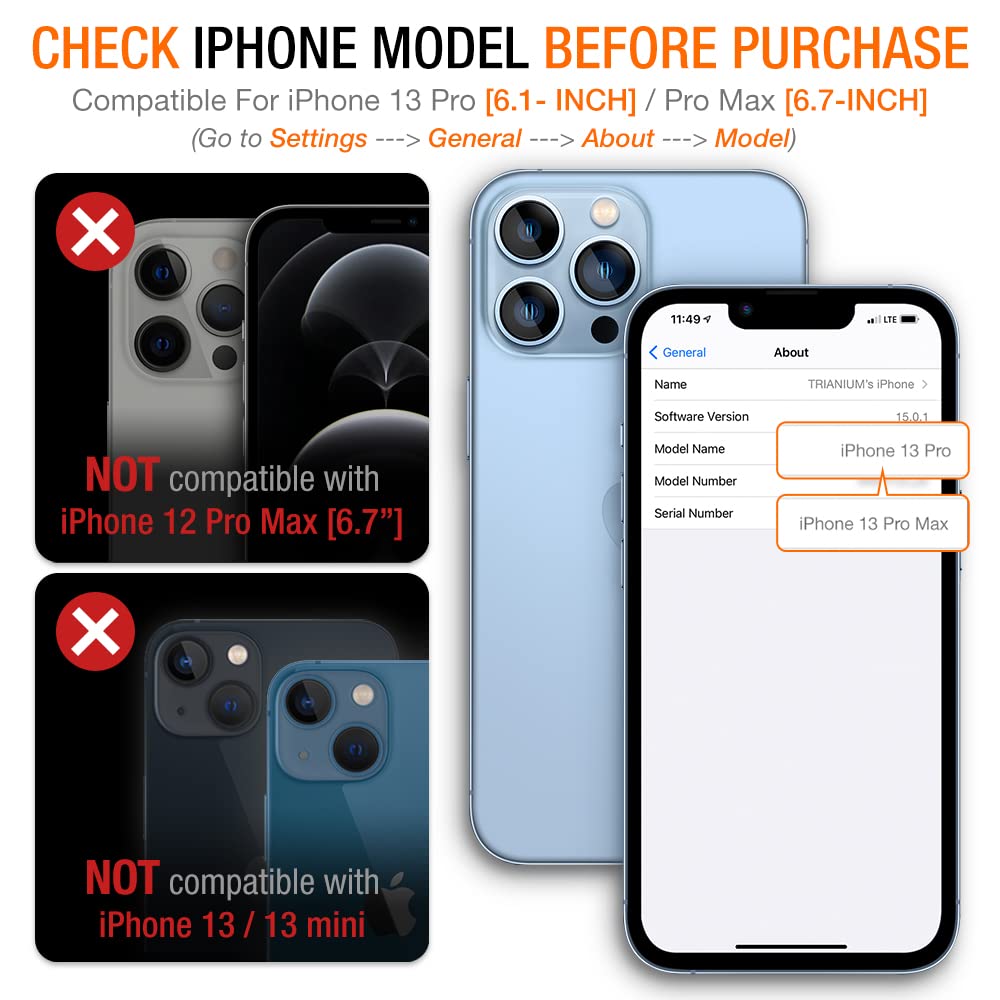 Trianium 3 Pack Camera Lens Screen Protector Compatible for iPhone 13 Pro and iPhone 13 Pro Max (2021, 6.1