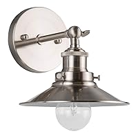 Linea di Liara Andante Brushed Nickel Wall Sconce Wall Lighting Fixture Farmhouse Industrial Bathroom Vanity Light Metal Wall Sconce Light Over Mirror and Over The Sink Kitchen Light, Bulb Included