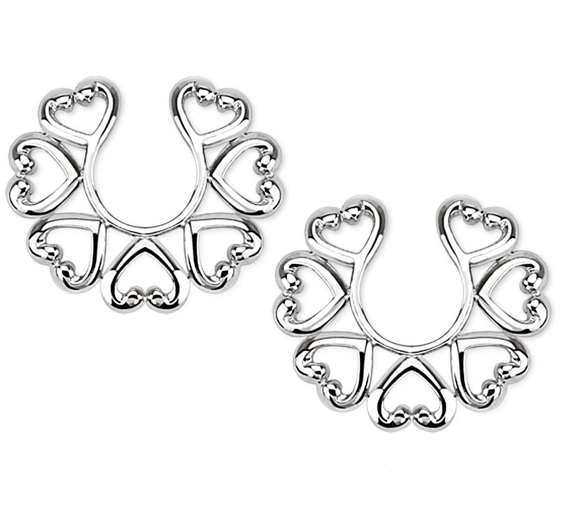 Vintage Hearts Clip On Non Pierce Nipple Rings, Sold as Pair