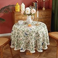 Rustic Style Plant and Flower Pattern Tea Table Cloth, Blanket, Knitted Autumn Tablecloth (Birds,120CM)