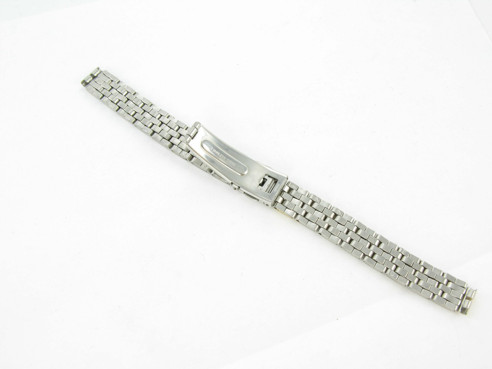 10mm T&C Stainless Solid Link Gold Silver Tone Push Open Clasp Shiny Watch Band