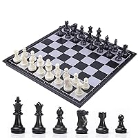Chess Set, Magnetic Travel Folding Chess Board Game, Black and White Pieces, Storage Convenient, Educational Toys/Gift for Kids and Adults (14 -INCHES)