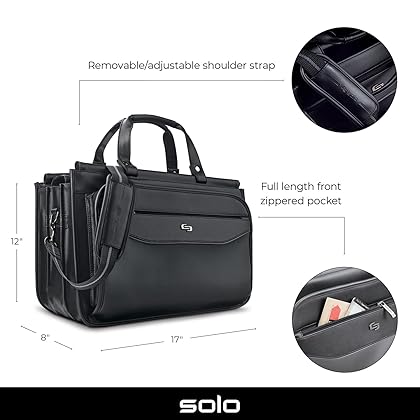 Solo Harrison 16 Inch Triple Compartment Laptop Briefcase, Black