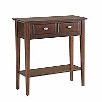 Leick Home 10075-CH Two Drawer Sofa Table Hall Console with Shelf, Chocolate Oak, 11 in x 30 in x 30 in (D x W x H)