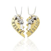 Heart Men 1 Pair Best Couple Necklace Stainless Steel Heart Pendant Lovers (Gold)
