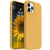 AOTESIER Shockproof Designed for iPhone 12 Pro Max Case, Liquid Silicone Phone Case with [Soft Anti-Scratch Microfiber Lining] Drop Protection 6.7 inch Slim Thin Cover, Honey Yellow