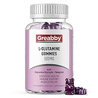 GREABBY L Glutamine 500mg Gummies - Energy Booster, Muscle Relief & Immune Support, Amino Acid Supplement with Fenugreek & Magnesium Glycinate, Vegan & Non-GMO, Gluten Free (60 Count)