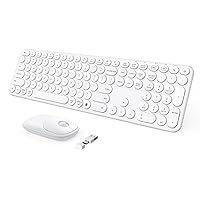 seenda Wireless Keyboard and Mouse, USB & Type C Keyboard Mouse Combo, Full Size White Wireless Keyboard Compatible for Win 7/8/10, MacBook Pro/Air, Laptop, PC - White