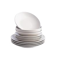 Porto by Stone Lain Semplice 12-Piece Premium Kitchen & Dining Dinnerware Set Stoneware, White Matte, Crafted in Portugal, Dishwasher and Microwave Safe Scratch-Resistant Dish Set for 4