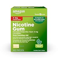 Nicotine Polacrilex Coated Gum 4 mg (nicotine), Cool Mint Flavor, Stop Smoking Aid, 160 Count