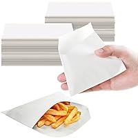 Zubebe 400 Packs French Fry Bags White Grease Resistant Paper for French Fry Disposable Hash Brown Fries Bag Bakery Cookies Candy Snacks (4.7 x 4.5 Inch)