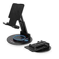 YXLILI Tablet Stand for Desk 360° Rotating Tablet Holder with Heavy Metal Base, Multi-Angles Adjustable and Foldable for iPad Air, iPad Mini, iPad Pro, Kindle, Smartphones(4-12.9 inch)-Black