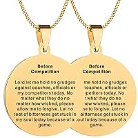 2PCS Solid Steel Laser Engraved Before Competition Sports Prayers Mens Womens Pendant Necklace Chain