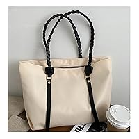 Large Capacity Shoulder Bag for Women Nylon Tote Bag Women Shopping Handbag Strap (Color : White, Size : 32x10x23cm)