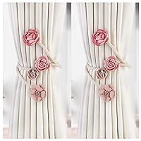 2 Pieces Flexible Curtain Tiebacks Clips Twist Bough Flower Curtain Tie Backs for Home, Bedroom and Living Room, Decorative Curtain Holders for Drapes Drapery Window (White Pink)