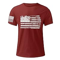 4th of July Shirts for Men 2024 Summer Tops Short Sleeve American Flag T-Shirts 1776 Independence Day Patriotic Tees