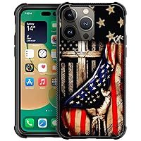DAIZAG Case Compatible with iPhone 14 Pro Max, Wooden Cross Power American Flag Case for iPhone 14 Pro Max Cases for Man Woman, Protection Shockproof Anti-Scratches TPU Case Cover