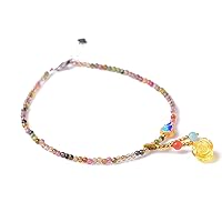 Genuine AAA Quality Garnet Tourmaline Moonstone Peridot Anklets 8-10'' Open Clasp Crystal Gemstone Round Beads Chain Ankle Bracelets