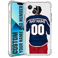 IKPYTREE Custom Ice Hockey Taem Crystal Clear Case for Your Name and Number - Shockproof Protective Transparent Case for iPhone X 13 12 11 Xs Max Xr 8 7 6 Plus 11 Pro Mini(Columbus Blue)