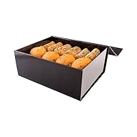 Restaurantware 12 x 10 x 5 Inch Magnetic Gift Boxes 10 Sturdy Collapsible Gift Boxes - For Groomsman And Bridesmaid Proposals Built-In Lid Black Paper Luxury Storage Boxes Food Safe Grease-Resistant
