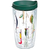 Tervis Fishing Lures Made in USA Double Walled Insulated Tumbler Travel Cup Keeps Drinks Cold & Hot, 16oz, Classic
