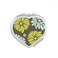 Flower Yellow Chrysanthemum Flower Heart Mirror Travel Magnification Portable Handheld Pocket Makeup