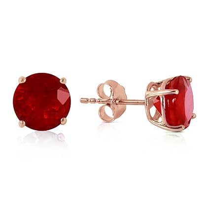Galaxy Gold GG 14k Solid White, Rose, Yellow Gold Ruby Stud Earrings 3.5 ct s (CTW) Ruby- 3487