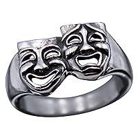 Comedy Tragedy Face M-a-s-k- Ring Smile Cry Stackable Rings Jewelry Punk Finger Rings Bands Birthday Gifts for Women Girls
