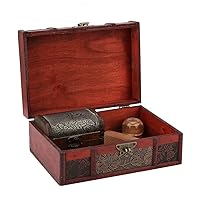 FTVOGUE Vintage Wooden Storage Box, Small Size Book Jewelry Storing Storage Organizer Treasure Chest Home Decor(#2: Lotus)