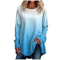 Long Shirts For Women Plus Size Holiday Sweatshirts Basics Loose Tops Dressy Trendy T Shirts Lightweight Crewneck Clothes