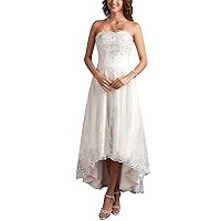 High Low Wedding Dresses Plus Size Bridal Gowns Strapless for Bride Lace Appliques
