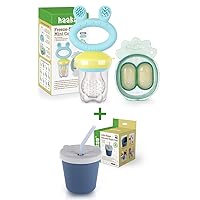 Silicone Baby Fruit Food Feeder & Jolly Hippo Baby Straw Cup Combo
