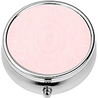Mini Portable Pill Case Box for Purse Vitamin Medicine Metal Small Cute Travel Pill Organizer Container Holder Pocket Pharmacy Pastel Peach Coloured Dotted Circular and Striped Design Grunge Effect