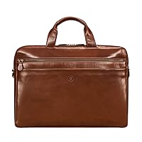Maxwell Scott - Mens Luxury Business Leather Laptop Bag with Trolley Sleeve - Handmade in Italy - The Teramo