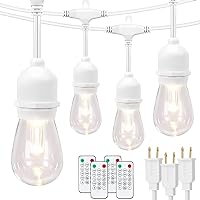 Mlambert 3 Color Outdoor LED Dimmable String Lights with Remote, Plug in 144FT(3x48FT) Waterproof Shatterproof LED Light for Patio Backyard-White Cord