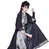 Hanfu Chinese Style Ink Wash for Men Women Cool Versatile Daily Use (XXL,XX-Large,Alpha) Black