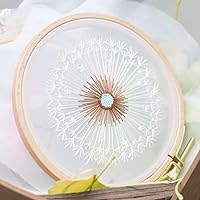 BENBO Embroidery Kits for Beginners with Pattern, Dandelion Hand Embroidery Cross Stitch Needlepoint Crafts with Color Pattern Cloth, 15cm Bamboo Embroidery Hoop, Color Threads and Tools Kit