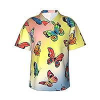 Good Looking Butterfly Men's Hawaiian Shirts, Short Sleeve Holiday T-Shirts and Casual Tops