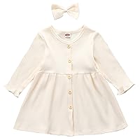 Dress Suits for Girls Long Sleeve Ribbed Dress Princess Dress Headbands Outfits Personalized Pajamas for