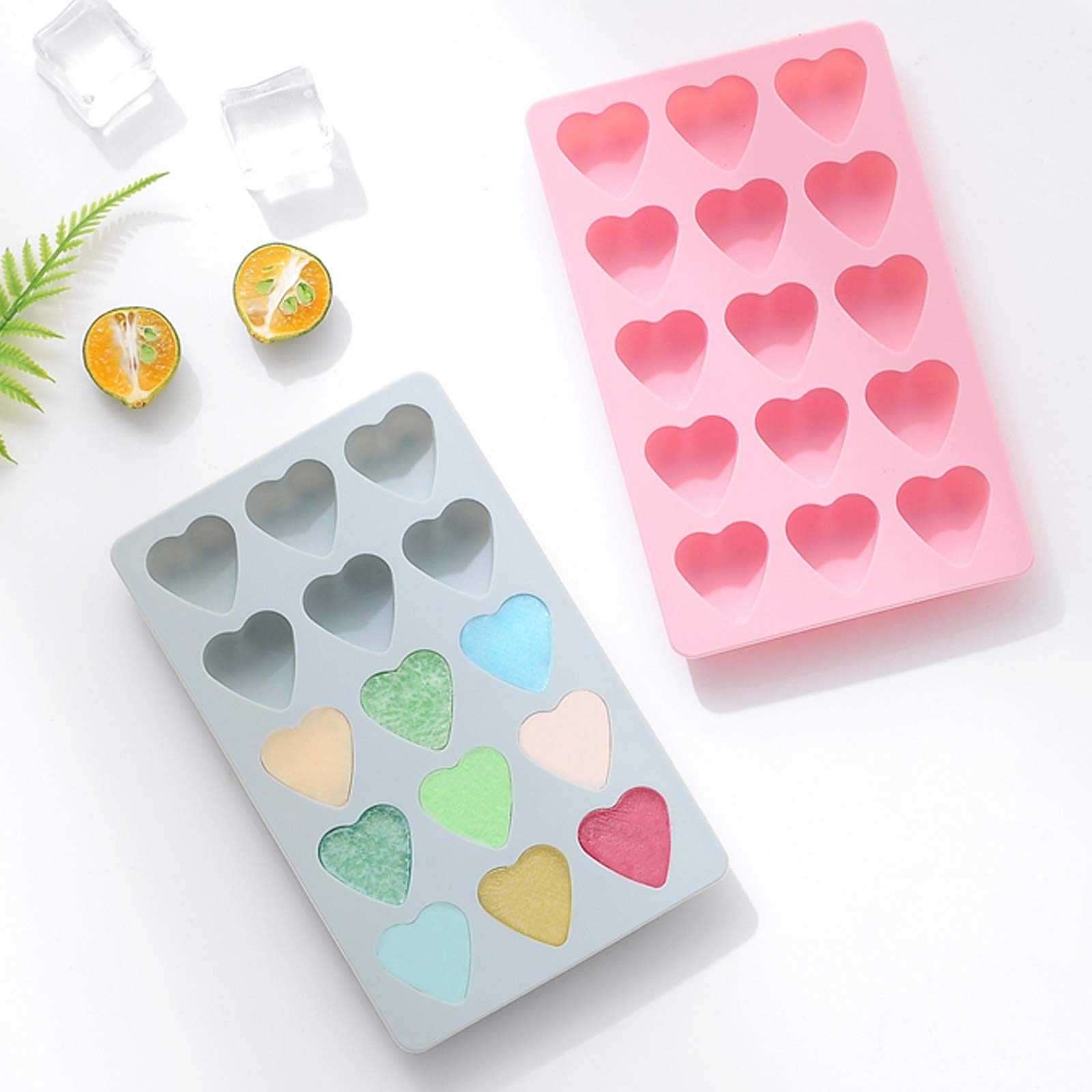 Rekidool 3 Pieces Candy and Chocolate Silicone Molds Set Non-stick Including Heart, Round, Square Baking Mold for Hard Candy, Gummy, Hot Caramel, Ice, Cake, Jello, Ganache (Pink)