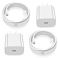 10FT iPad Pro Charger [Apple Certified] 20W USB C Charger with 10FT Long iPad Fast Charging Cord for iPad Pro 12.9 5th/4th/3rd,11 inch 3rd/2nd/1st,iPad Air 5th/4th Generation,iPad Mini 6 (2 Pack)