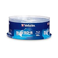 Verbatim BD-R 25GB 16X Blu-ray Recordable Media Disc - Spindle - 97457, Branded, 25 Pack
