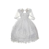 Rain Kids Little Girls White Organza Rhinestone Baptism Cape Dress 4T