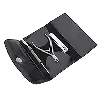 SURGICAL ONLINE Professional Manicure Set, Travel Nail Care Kit, Nail Clippers, Cuticle Nipper, Cuticle Pusher, Nail Cutter Stainless Steel Portable Grooming Kit For Women & Men (Black)