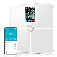 Smart Scale for Body Weight, Digiatl Weight Scale with Large LCD Display, 17 Body Composition Analyzer Sync to APP, Bathroom Body Fat Scale for BMI, BMR, Heart Rate, 400lb,White.