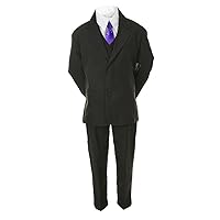 Unotux 6pc Formal Wedding Boys Vest Sets Suits Satin Purple Necktie Baby to Teen