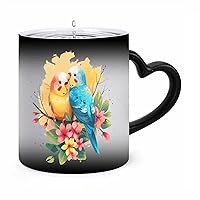 Budgie Parakeet Lovebird Ceramic Coffee Mug Heat Sensitive Color Changing Magic Mug Personalized Cup Funny Gift