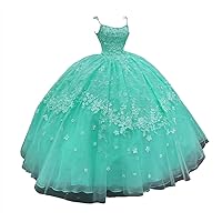 Women's Spaghetti Strip Quinceanera Dress Sweet 16 Dress with Detachable Cowl Cape Long Prom Gown