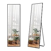 Wall Mirror Full Length Full Body, Floor, Standing Mirror with Aluminum Alloy Thin Frame for Bedroom Living Room, 59” X16” Black