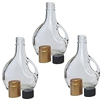 Clear Glass European Styled Bottles - Set of 3, 8oz w/Lid & Gold Seal | Perfect for Gourmet Gift Giving, Salad Dressings, Homemade Juice storage, Oil Cruet, Syrup Dispenser, DIY Project